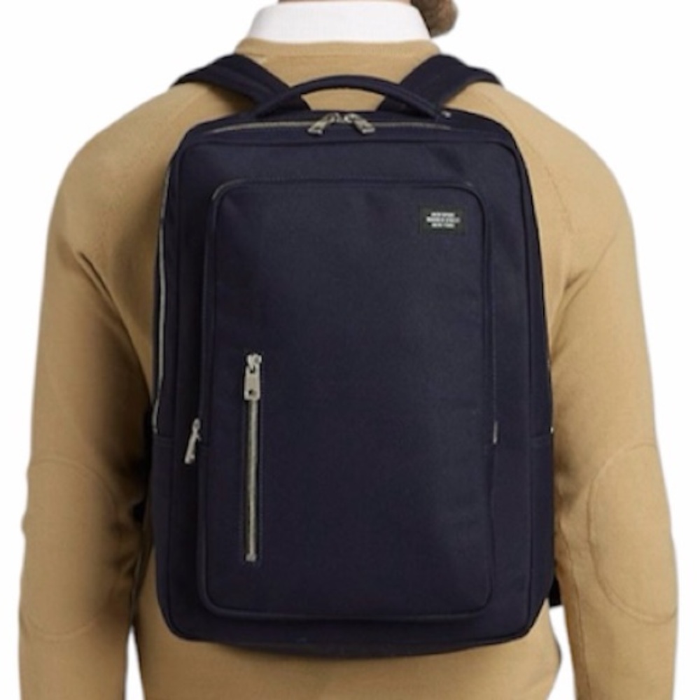 Jack Spade Navy Backpack with Front Zip Pocket